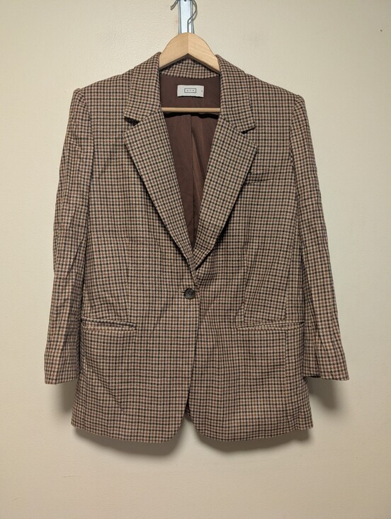 AYR Jackets & Blazers - AYR Plaid Wool Blazer XS Brown Houndstooth Academia Preppy